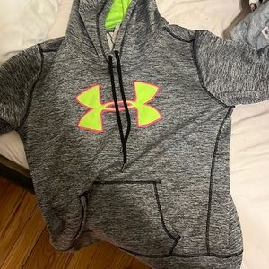 Gray pink and green under armour hoodie